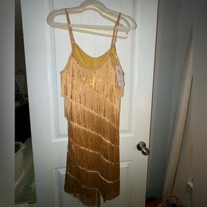 GOLD FRINGE DRESS SIZE XXL NWT